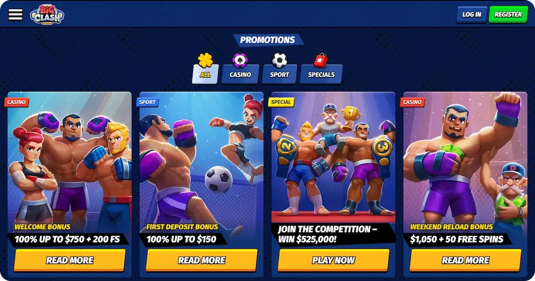 bigclash casino bonus all