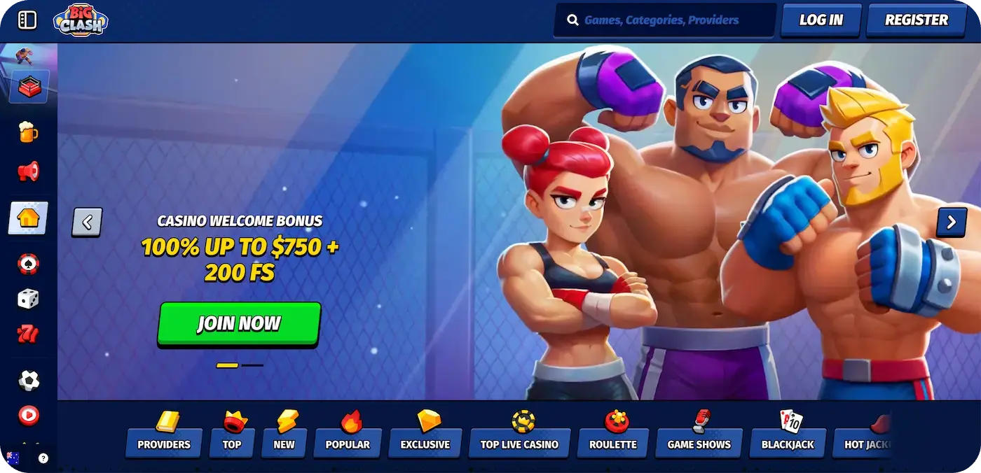 bigclash casino main page