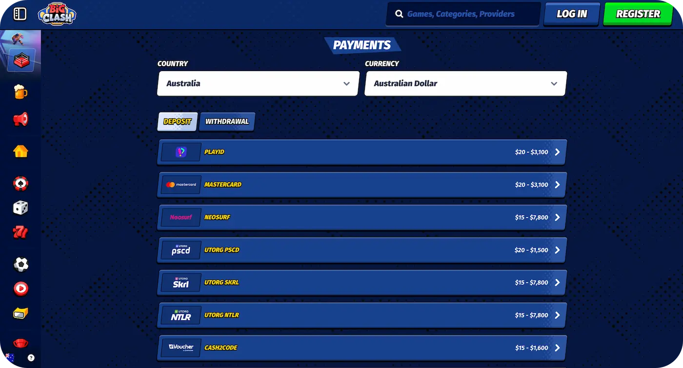 bigclash payment methods